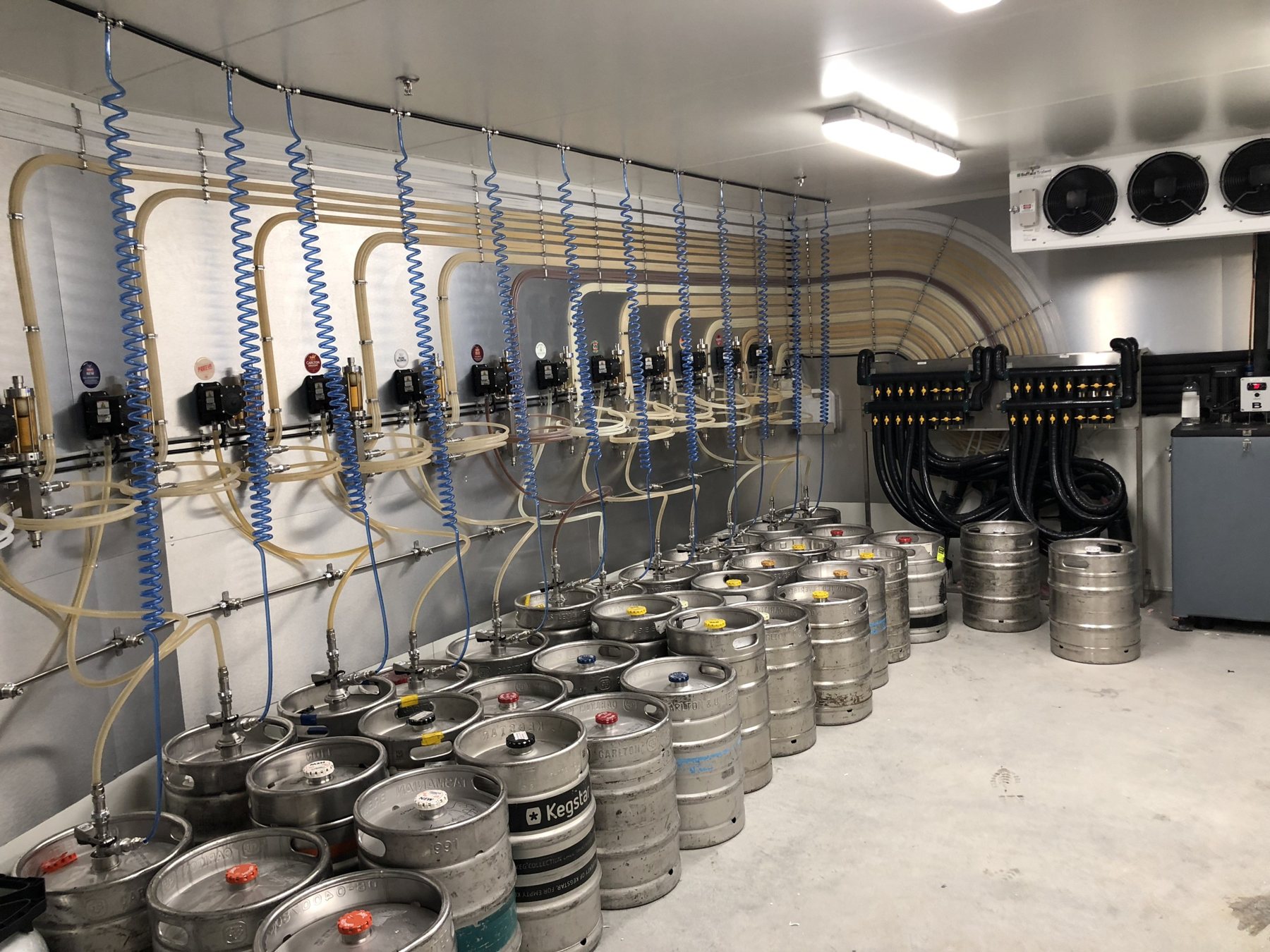Keg cellar with spares and lines