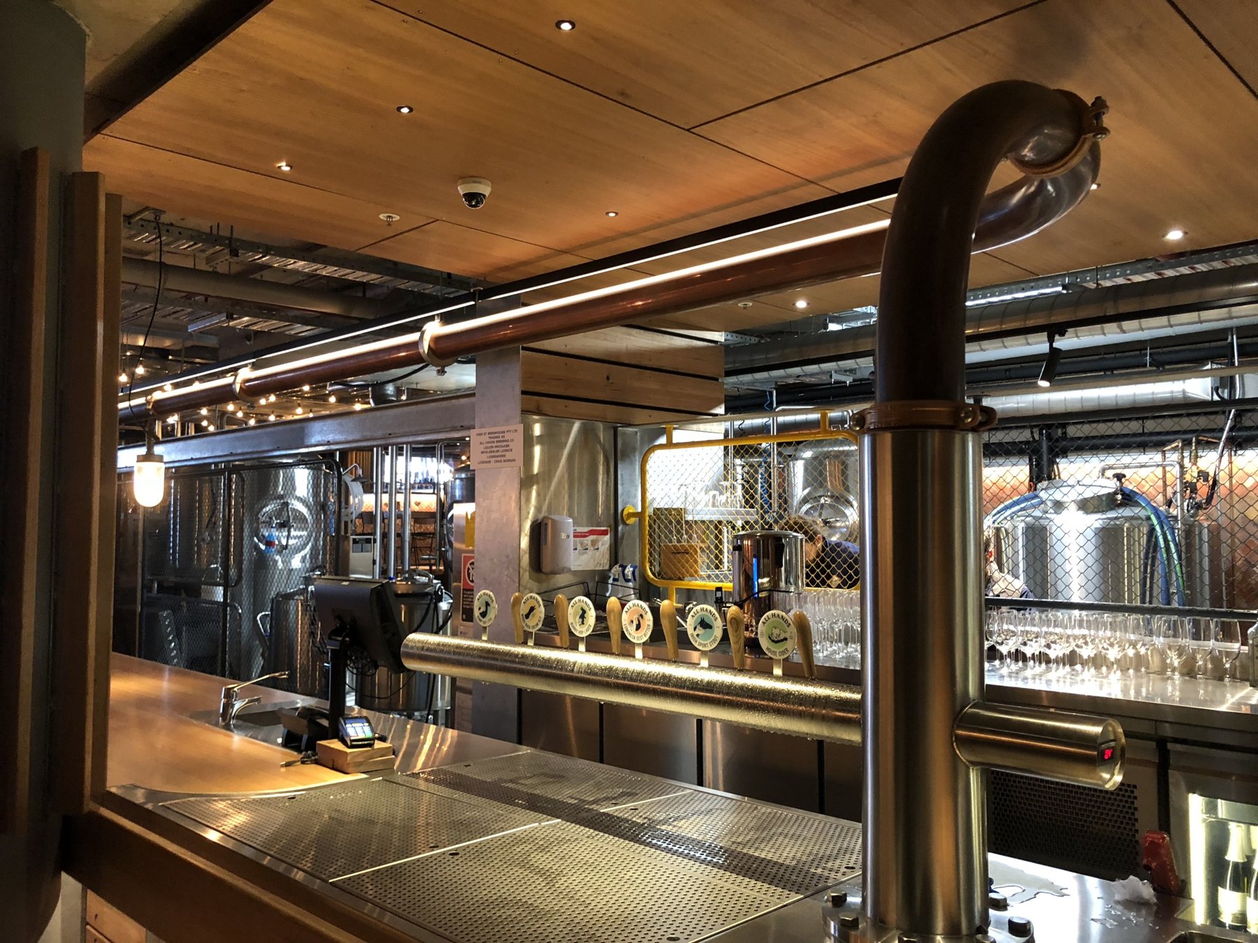 Premium bar fit-out with copper beer reticulation lines